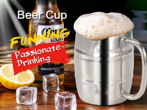Copo de Cerveja Duplo de Aço Inoxidável 500/450ml