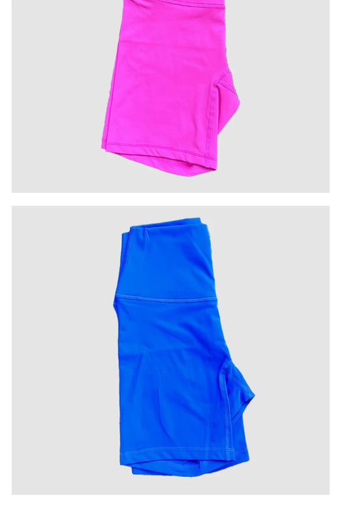 Shorts Feminino Cor sólida Fitness Cintura Alta