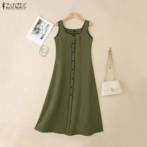 Vestido Aurora Rario10 – Elegância Vibrante com Botões Frontais