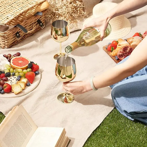 Taça Para Vinho em Aço Inoxidável 6 pçs