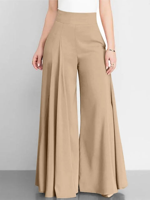 Calça Larga de Cintura Alta Feminina Elegante