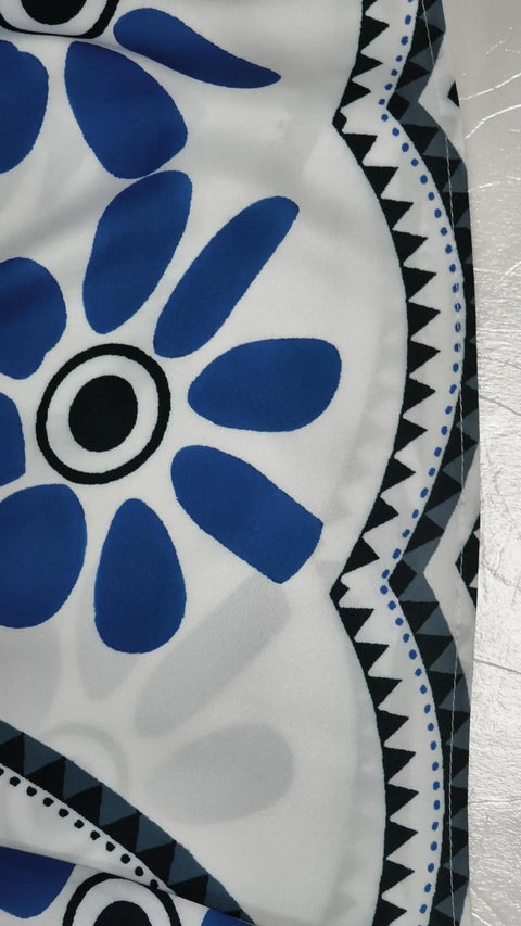 Vestido Longo Estampado Azul Rario10
