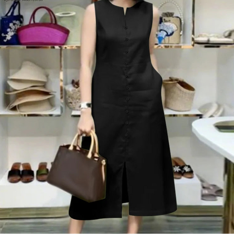 Vestido Midi em Linho Casual