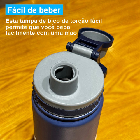 Garrafa Térmica com Canudo de Aço Inoxidável