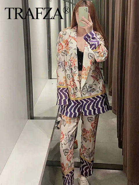 Conjunto Feminino Blazer e Calça Floral