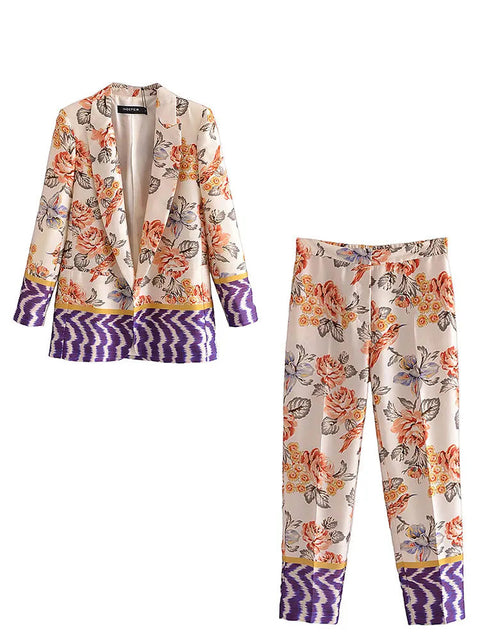 Conjunto Feminino Blazer e Calça Floral