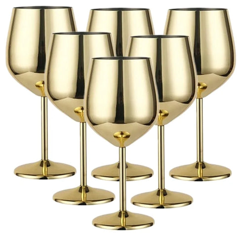 Taça Para Vinho em Aço Inoxidável 6 pçs