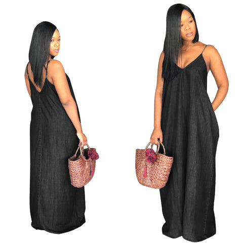 Vestido longo Feminino com decote em V