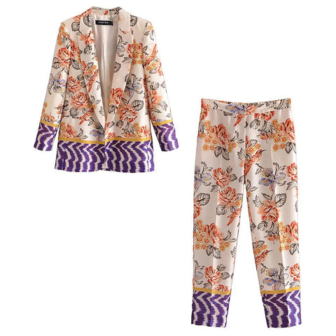 Conjunto Feminino Blazer e Calça Floral