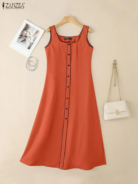 Vestido Aurora Rario10 – Elegância Vibrante com Botões Frontais