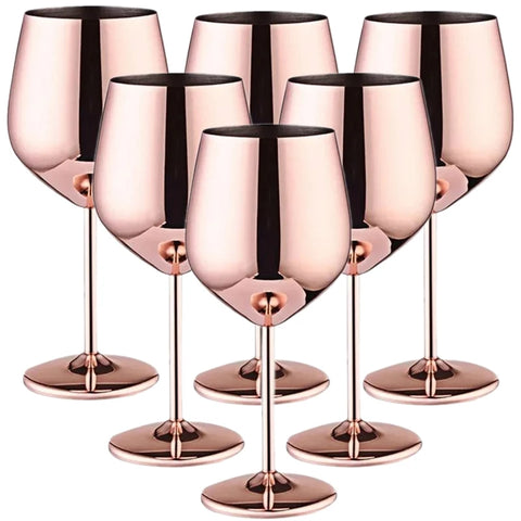 Taça Para Vinho em Aço Inoxidável 6 pçs