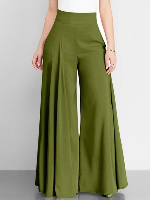 Calça Larga de Cintura Alta Feminina Elegante