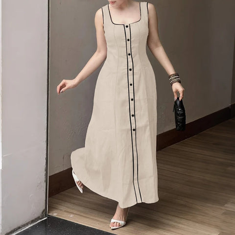Vestido Aurora Rario10 – Elegância Vibrante com Botões Frontais