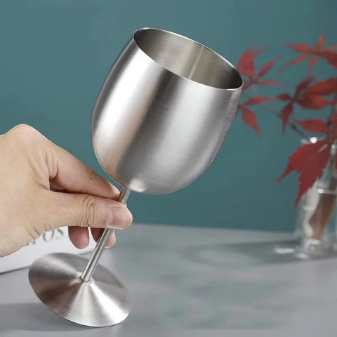 Taça de Vinho de Aço Inoxidável Polido 350ml