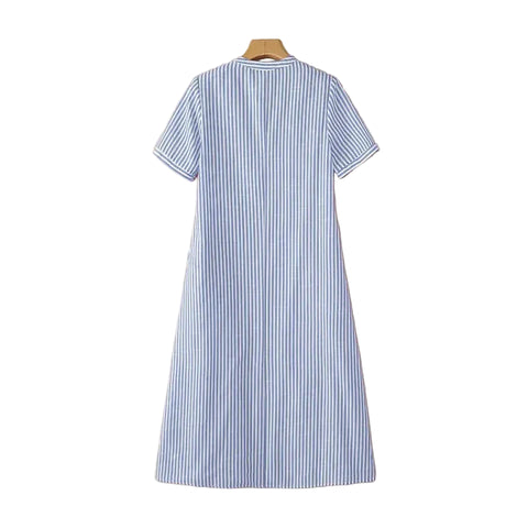 Vestido Feminino Listrado Com botões