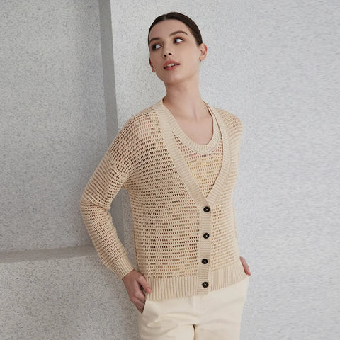 Cardigan Feminino em Linho