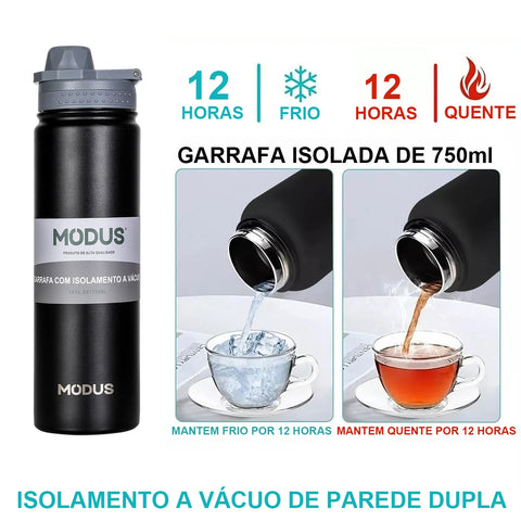 Garrafa Térmica com Canudo de Aço Inoxidável