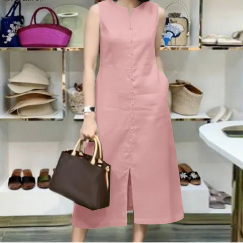 Vestido Midi em Linho Casual