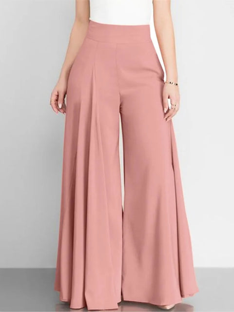 Calça Larga de Cintura Alta Feminina Elegante