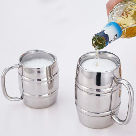 Copo de Cerveja Duplo de Aço Inoxidável 500/450ml
