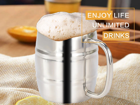 Copo de Cerveja Duplo de Aço Inoxidável 500/450ml