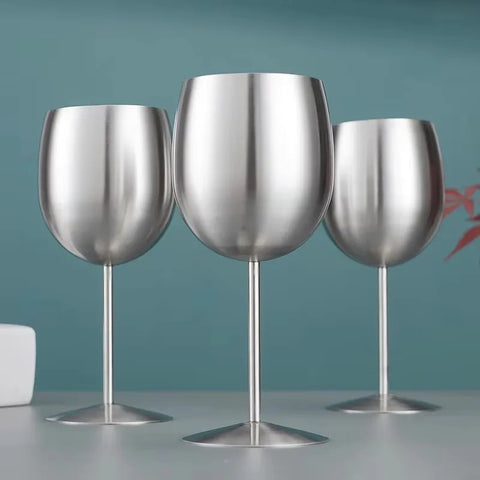 Taça de Vinho de Aço Inoxidável Polido 350ml