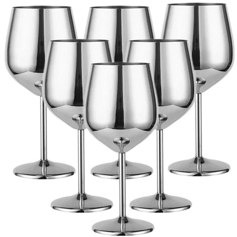 Taça Para Vinho em Aço Inoxidável 6 pçs