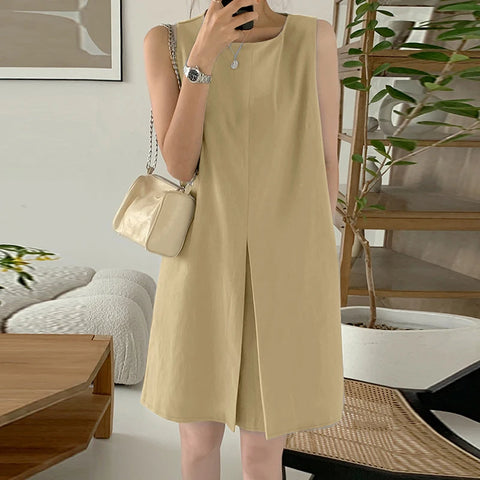 Vestido Feminino Casual Sem Mangas Mini