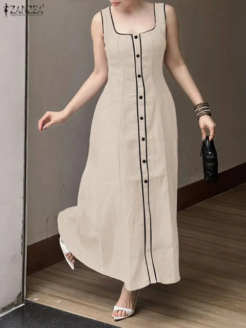Vestido Aurora Rario10 – Elegância Vibrante com Botões Frontais