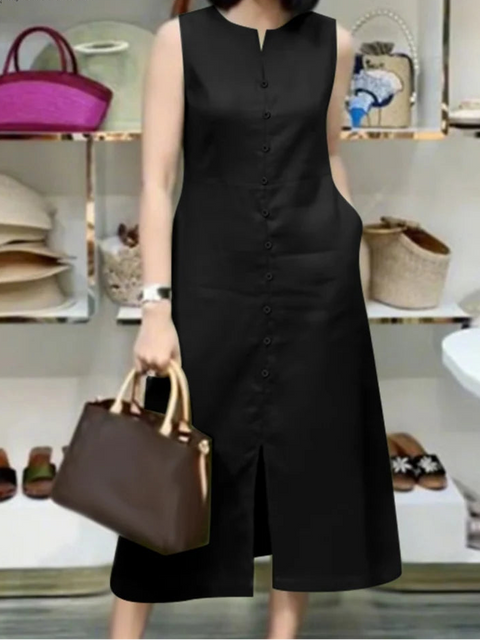 Vestido Midi em Linho Casual