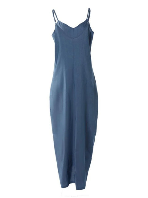 Vestido longo Feminino com decote em V