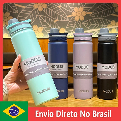 Garrafa Térmica com Canudo de Aço Inoxidável