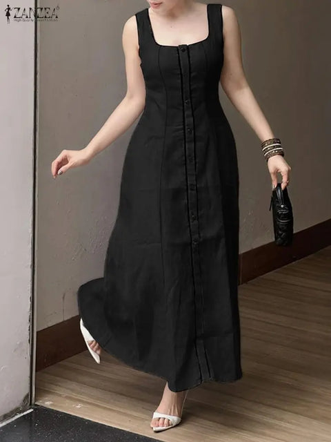 Vestido Aurora Rario10 – Elegância Vibrante com Botões Frontais
