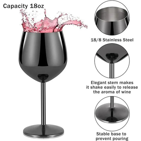 Cálice de Vinho de Aço Inoxidável 500ml