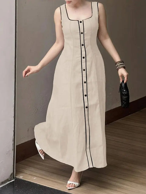 Vestido Aurora Rario10 – Elegância Vibrante com Botões Frontais