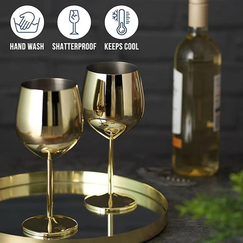 Taça Para Vinho em Aço Inoxidável 6 pçs