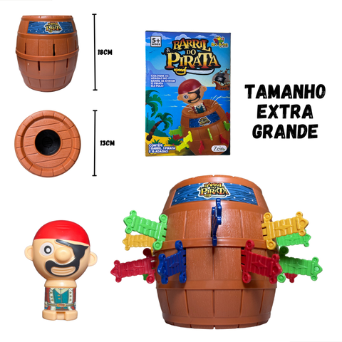 Jogo Pula Pirata 3 Tamanhos Art Brinks Barril Pirata