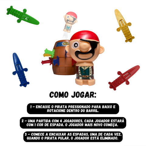 Jogo Pula Pirata 3 Tamanhos Art Brinks Barril Pirata Jogo Divertido Brinquedo de Mesa Familia
