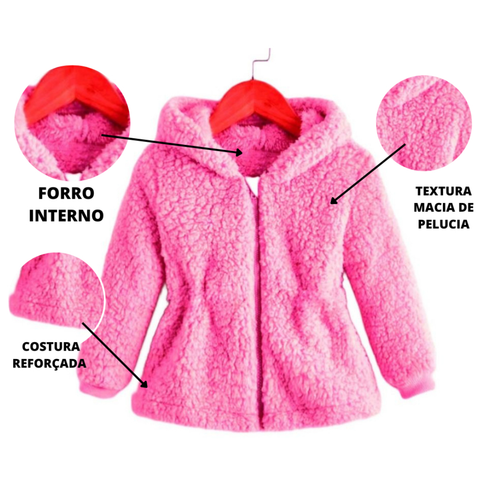 Blusa de frio Menina Infantil Pelinho com Capuz feminina TOUCA Tedy Casaco Teddy Ted JAQUETA INFANTIL