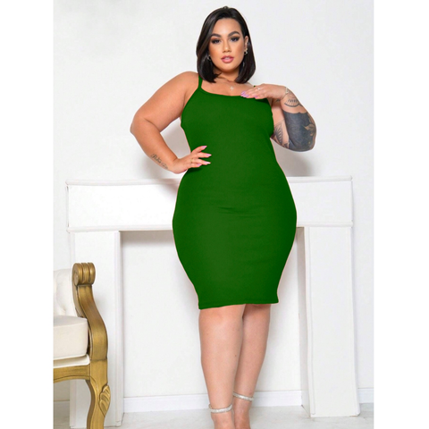 Vestido Canelado Plus Size Midi Alcinha