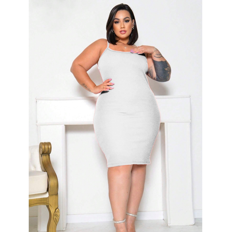 Vestido Canelado Plus Size Midi Alcinha