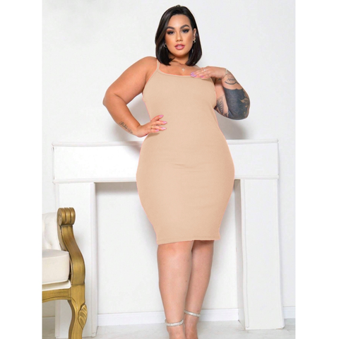 Vestido Canelado Plus Size Midi Alcinha