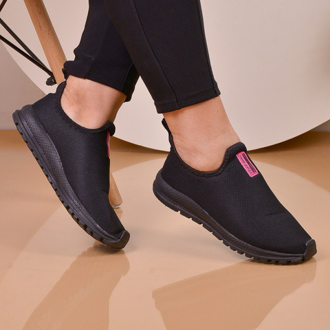 Tênis Meia Feminino Calce Fácil Botinha Ortopédico Esportivo Sneaker Slip On Casual confortável Academia