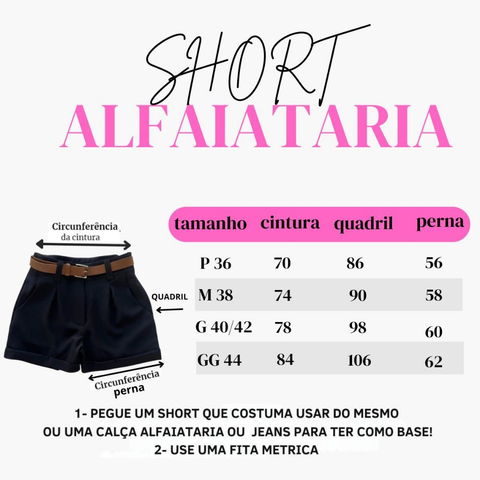 Short Alfaiataria Feminino Social com Cinto Cintura Alta PROMOÇÃO