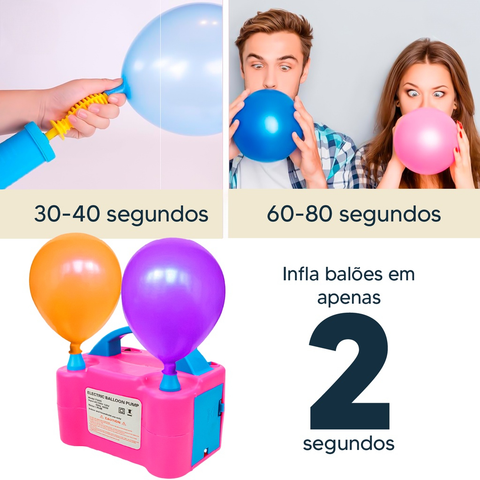Inflador Bomba Elétrica Bexigas Balões 2 Bicos Festa