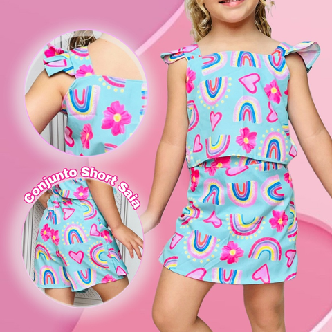 Conjunto Infantil Menina Verão Estampas Coloridas