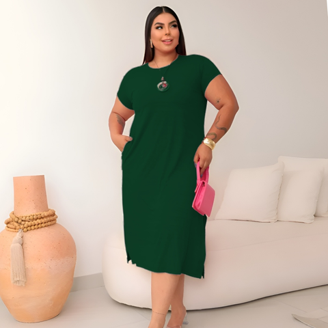 Vestido Feminino Midi Plus Size Soltinho