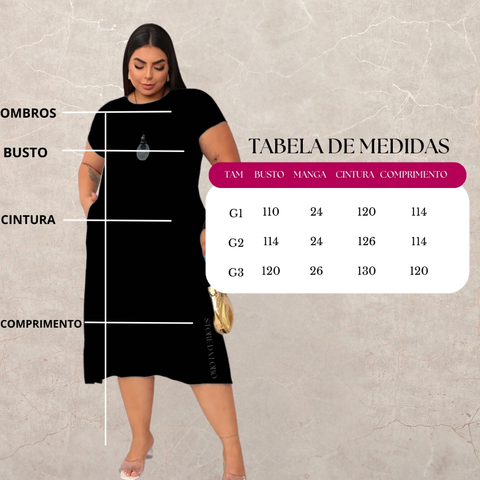 Vestido Midi Plus size Verão Soltinho Fenda Básico Casual 46 ao 56