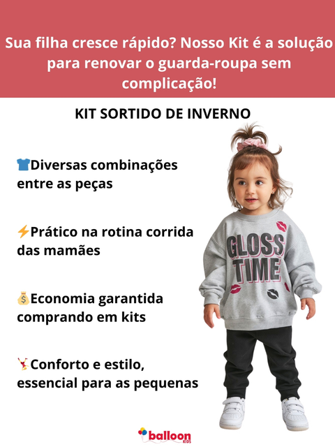 Moletom Infantil Menina 1 ao 14 Conjunto Feminino kit 6 Peças