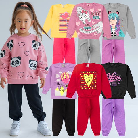 Moletom Infantil Menina 1 ao 14 kit 2 e 3 Conjuntos